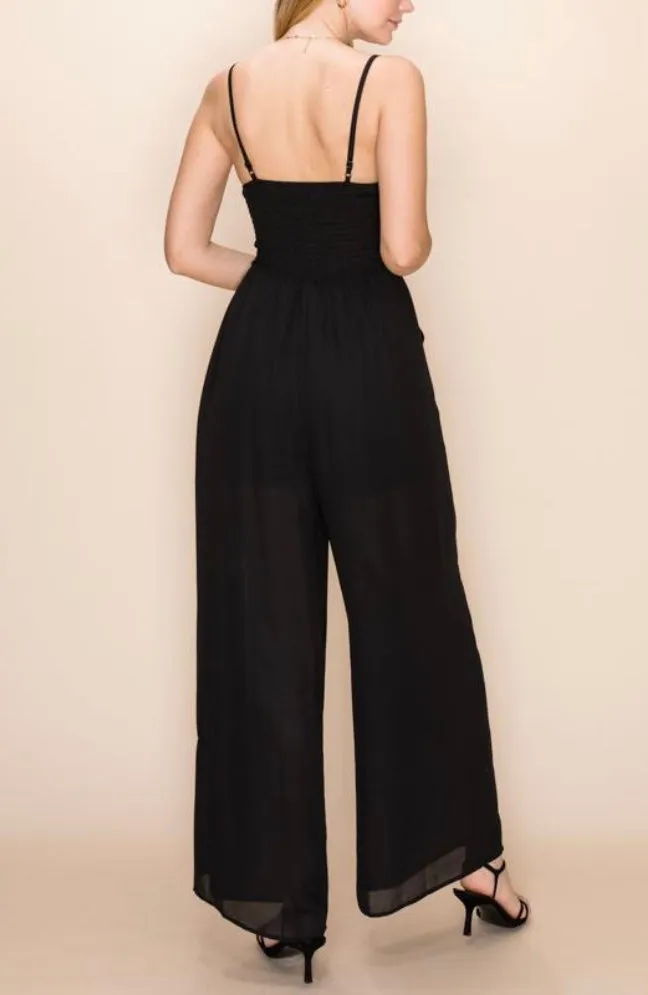 Center Ruch Smocked Back Wide Leg Jumpsuit