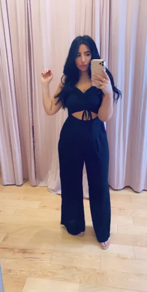 Center Ruch Smocked Back Wide Leg Jumpsuit