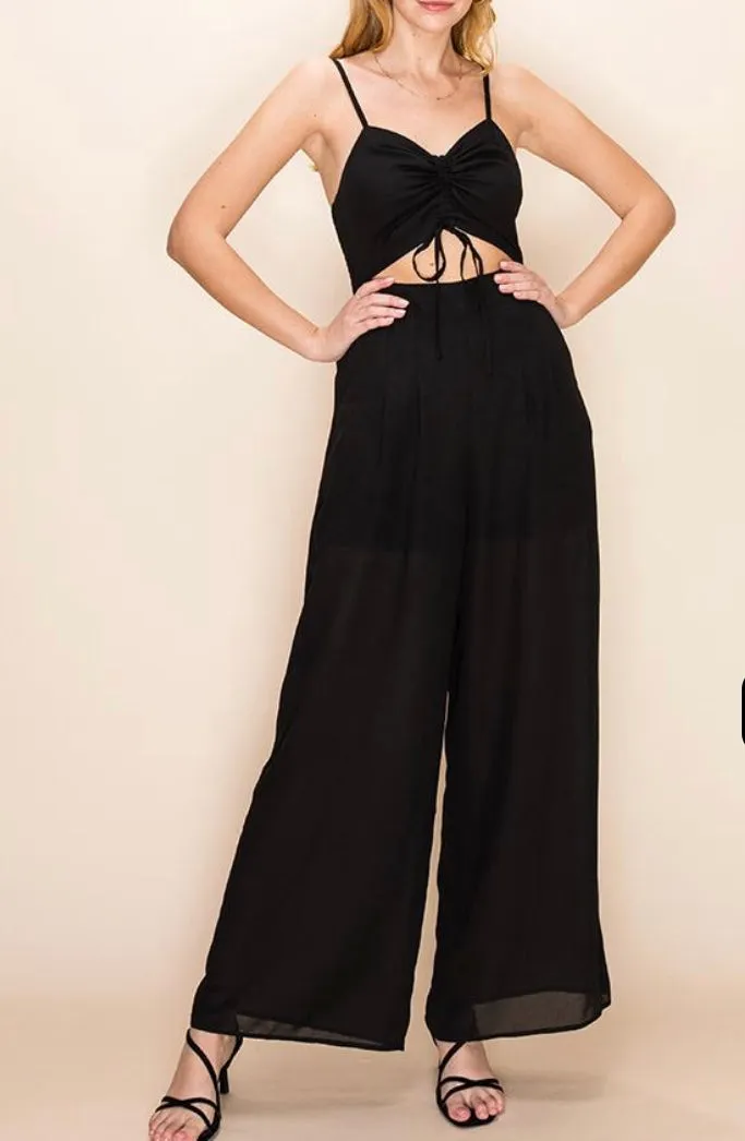 Center Ruch Smocked Back Wide Leg Jumpsuit