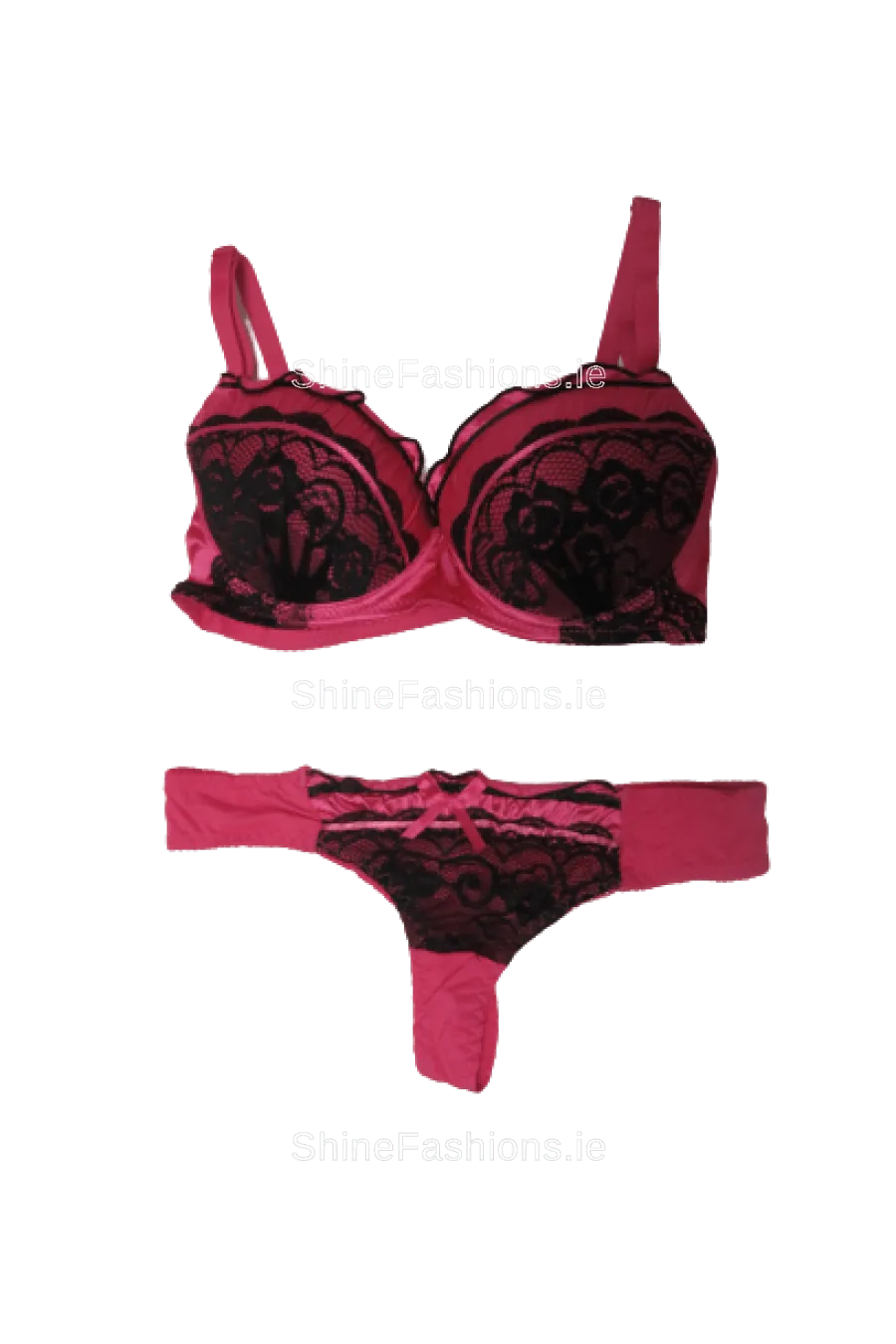 Cerise Pink Lace Detail Lingerie Set