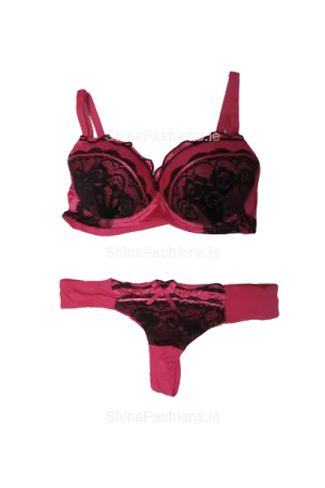 Cerise Pink Lace Detail Lingerie Set