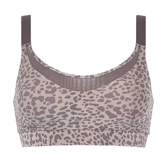 Chantelle Women Animal Printed Wireless Activewear Low Support Sports Bra Size M