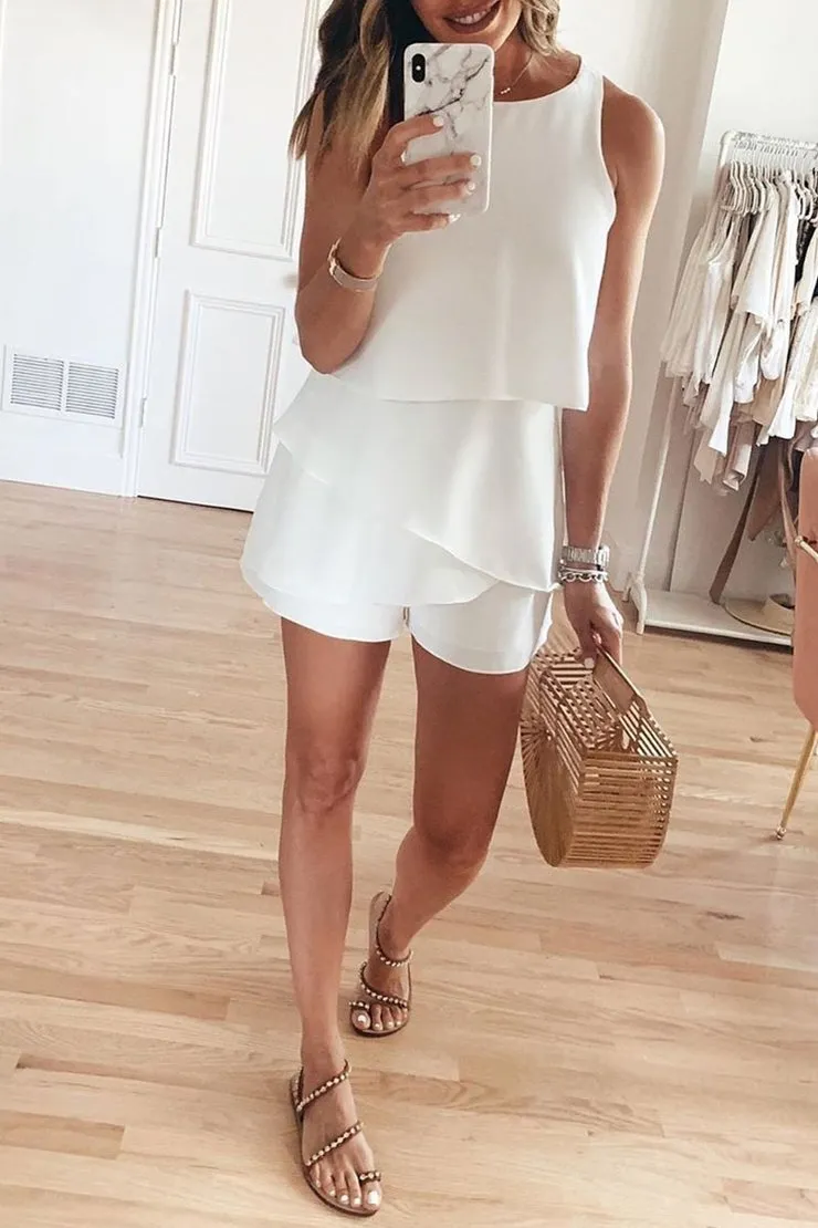 Chicindress O Neck Ruffle Romper(3 Colors)