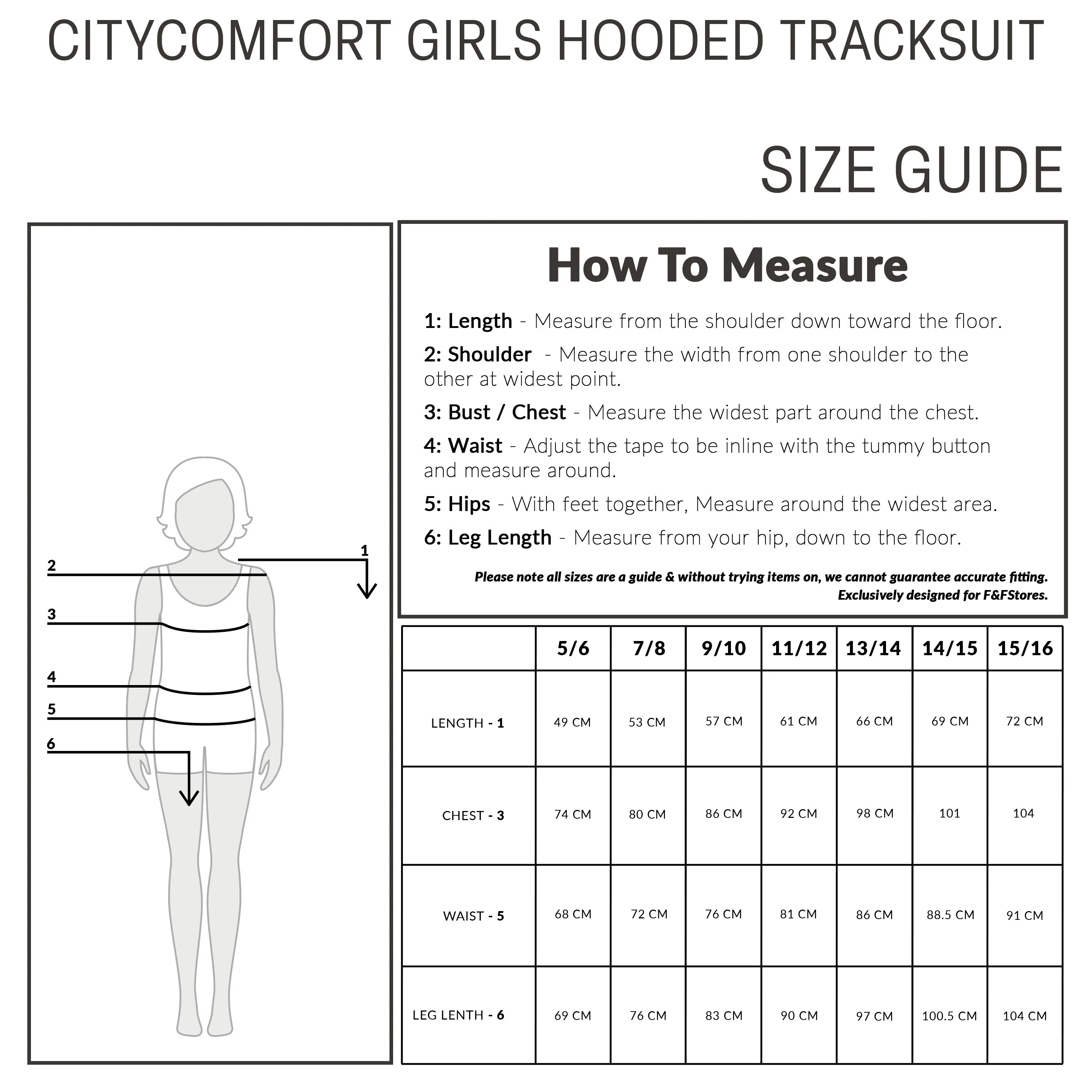 CityComfort Girls Tracksuit Set 2 Piece Jogging Bottoms and Hoodie Loungewear