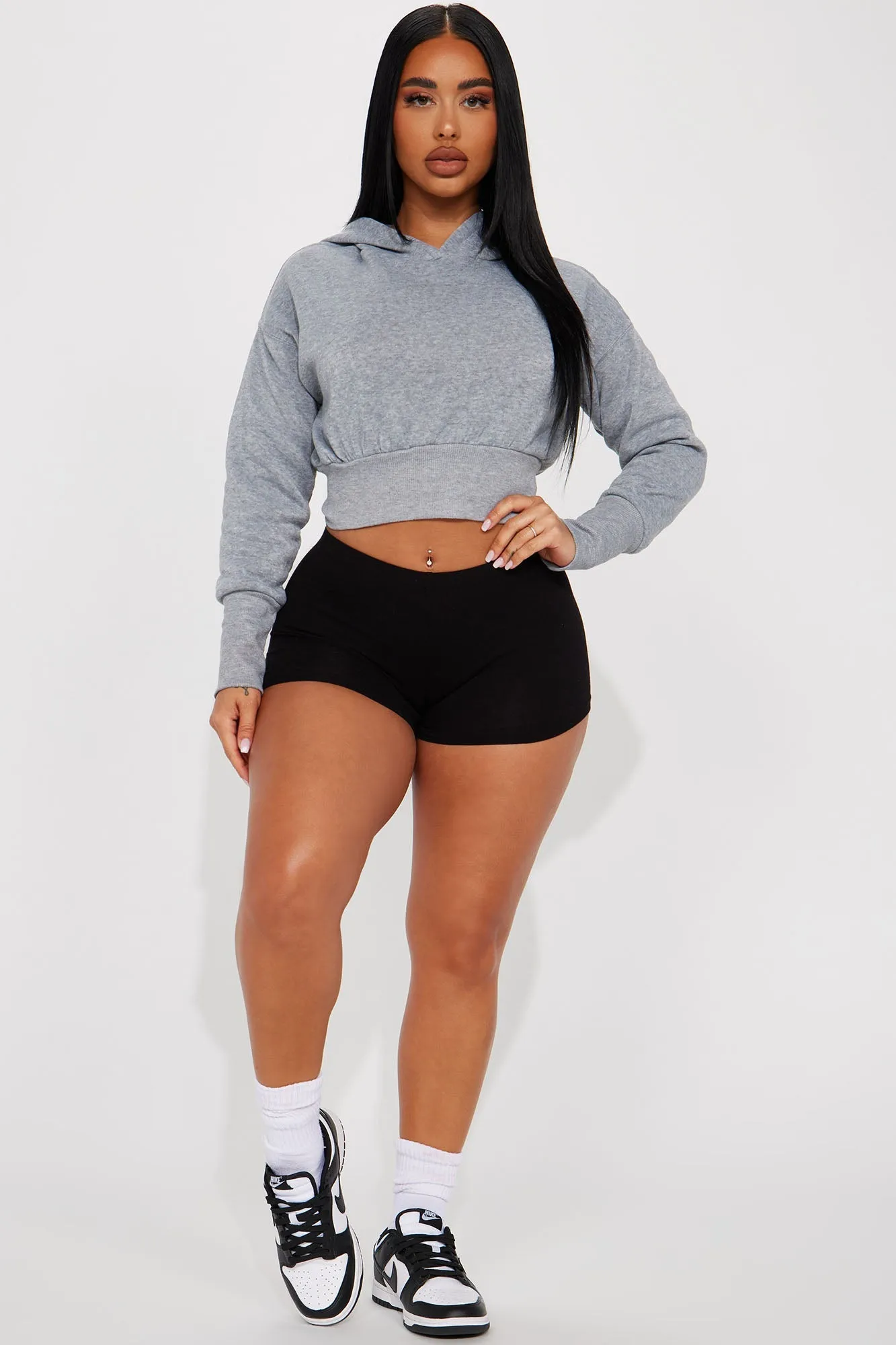 Claire Cropped Fleece Lounge Hoodie - Heather Grey