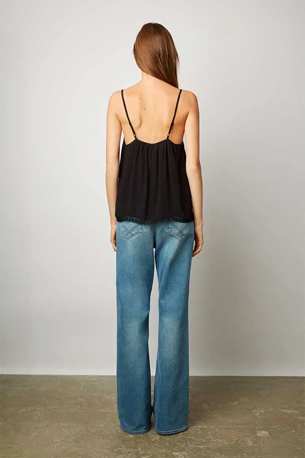 CLARA BLACK SILK LACE TANK TOP
