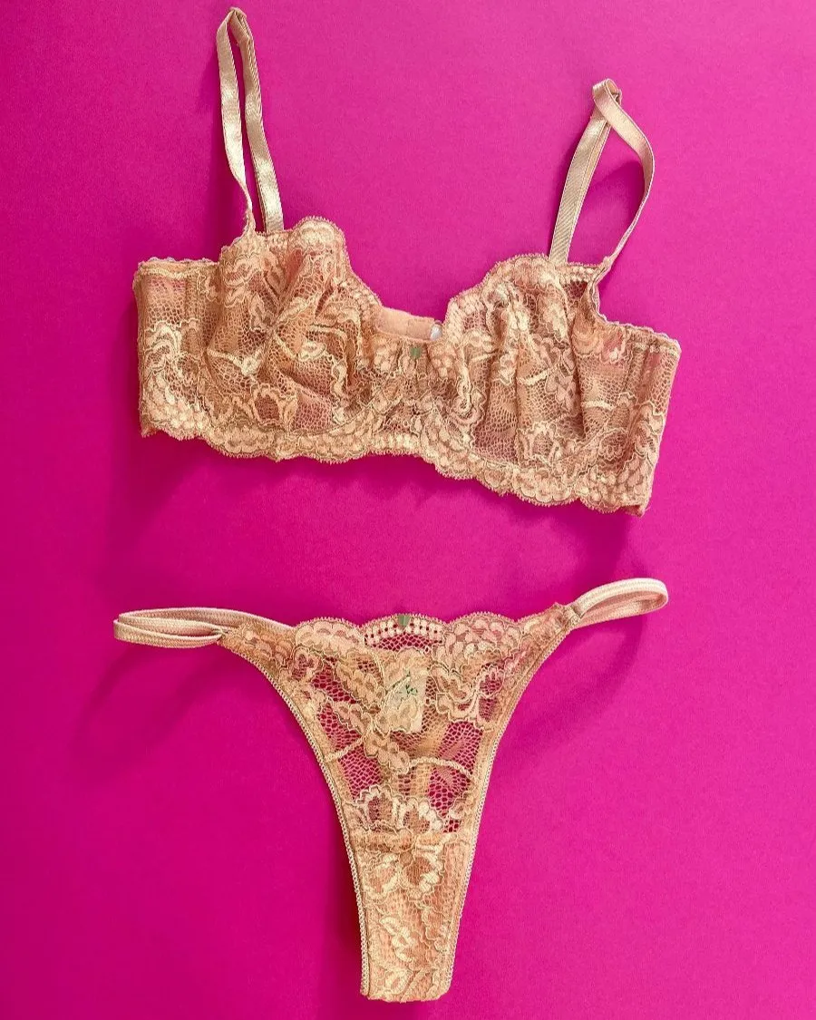 Clo: Fortuna Lace Demi Underwire Bra - Maple Sugar