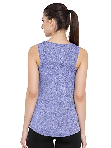 Clovia Women's Blue Gym/Sports Textured Activewear Top (AT0070P03_Blue_XL)