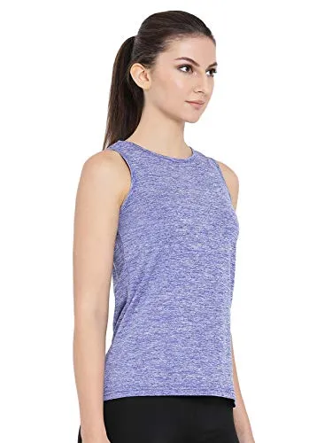 Clovia Women's Blue Gym/Sports Textured Activewear Top (AT0070P03_Blue_XL)