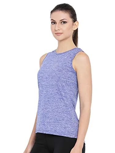 Clovia Women's Blue Gym/Sports Textured Activewear Top (AT0070P03_Blue_XL)