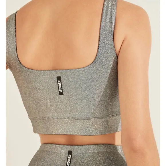 Complete set! Shimmer silver colored activewear guess leggings sports bra