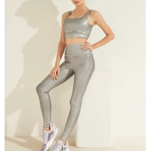 Complete set! Shimmer silver colored activewear guess leggings sports bra