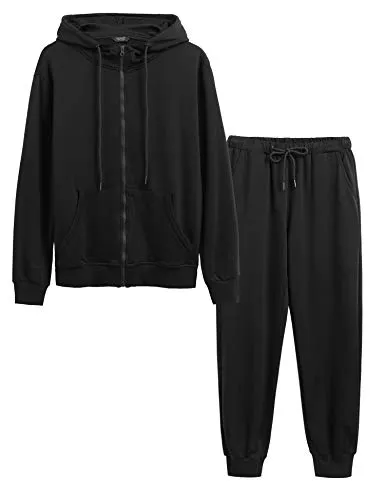 COOFANDY Academy Warm Up Tracksuit Long Sleeve Zipper Drawstring Casual Jacket Sweatsuit Set for Men Black, 4XL