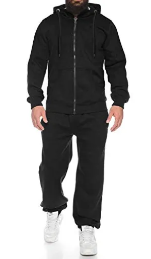 COOFANDY Academy Warm Up Tracksuit Long Sleeve Zipper Drawstring Casual Jacket Sweatsuit Set for Men Black, 4XL