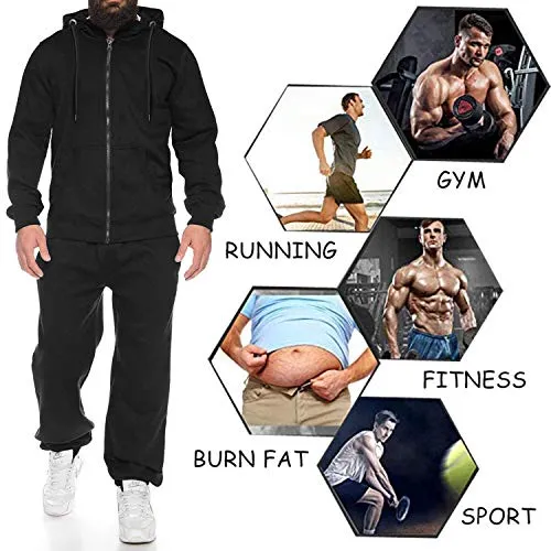 COOFANDY Academy Warm Up Tracksuit Long Sleeve Zipper Drawstring Casual Jacket Sweatsuit Set for Men Black, 4XL