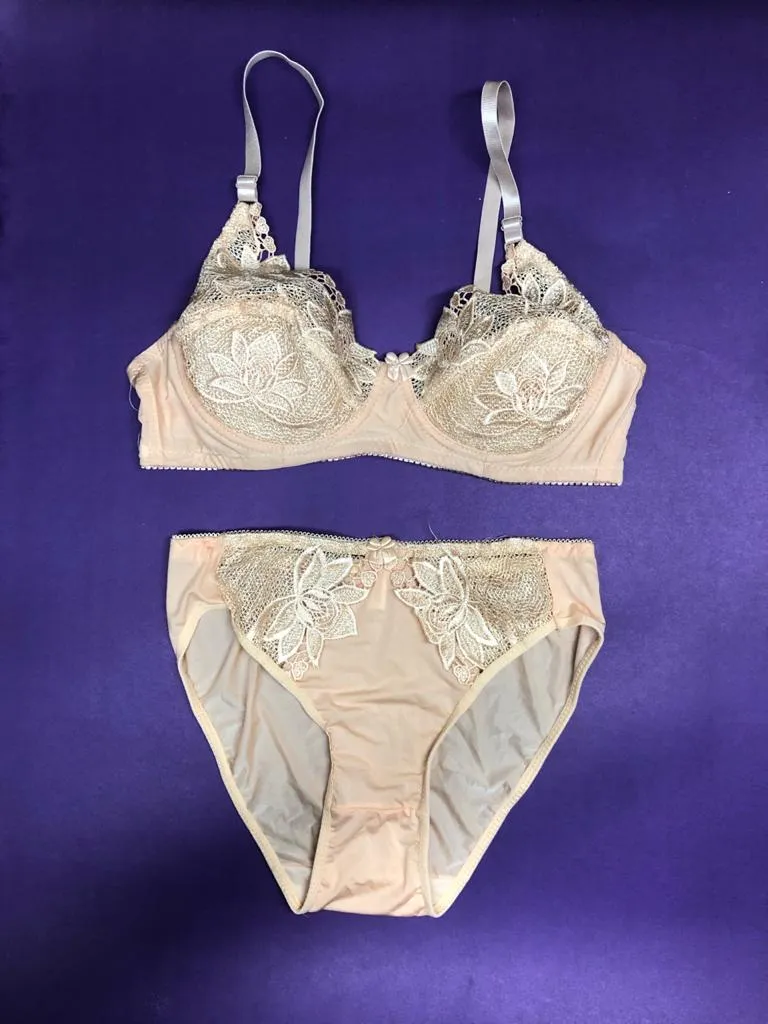 Copy of Laleli Net Bra Panty Set 2020 Skin BRIDAL BRA PANTY SETS - NON PADDED NON WIRED BRA PANTY SET