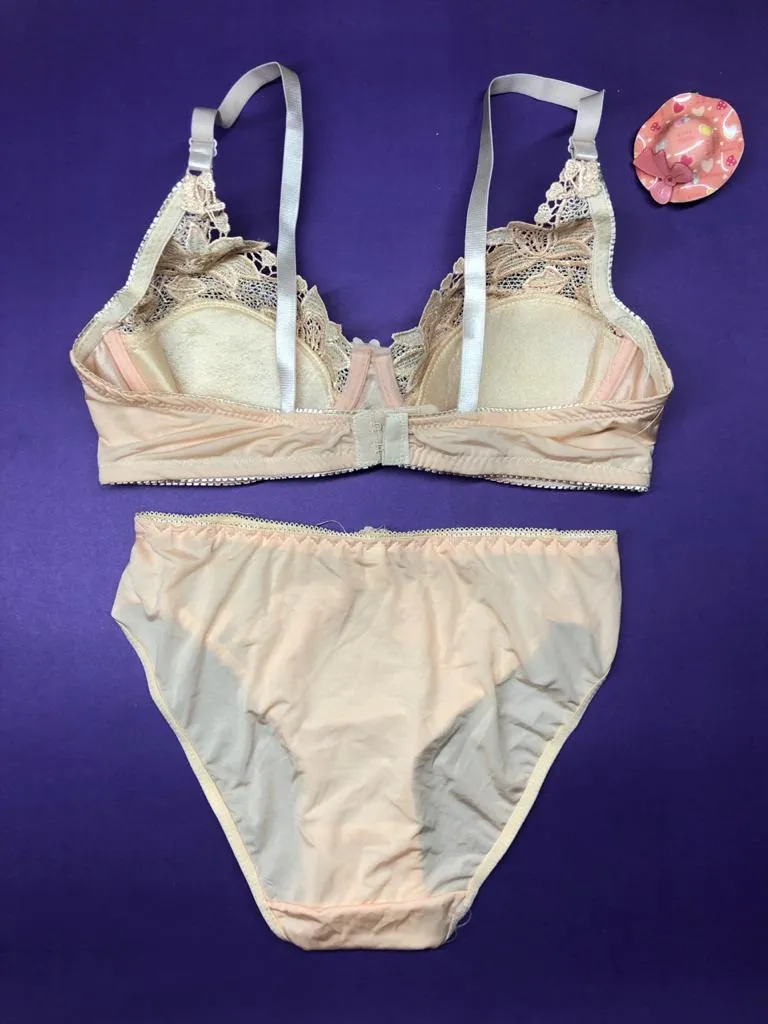 Copy of Laleli Net Bra Panty Set 2020 Skin BRIDAL BRA PANTY SETS - NON PADDED NON WIRED BRA PANTY SET