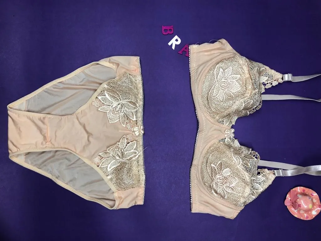 Copy of Laleli Net Bra Panty Set 2020 Skin BRIDAL BRA PANTY SETS - NON PADDED NON WIRED BRA PANTY SET