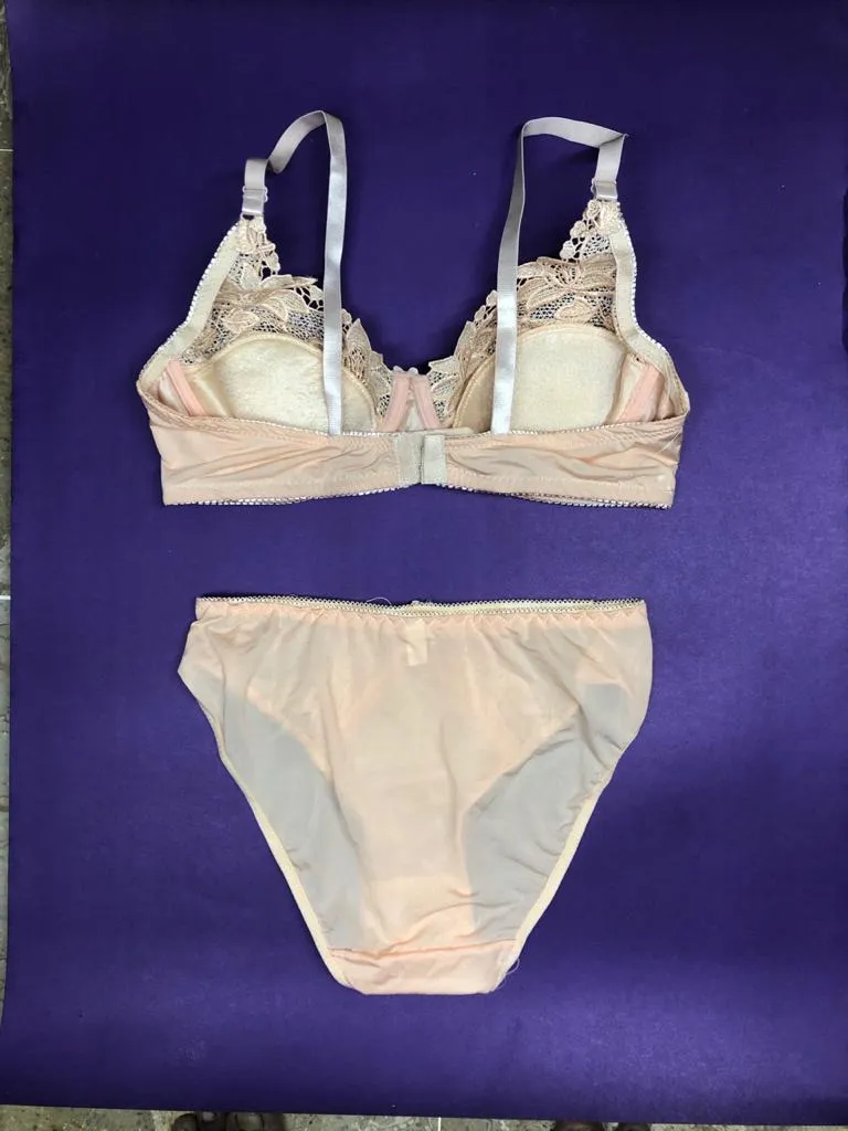 Copy of Laleli Net Bra Panty Set 2020 Skin BRIDAL BRA PANTY SETS - NON PADDED NON WIRED BRA PANTY SET