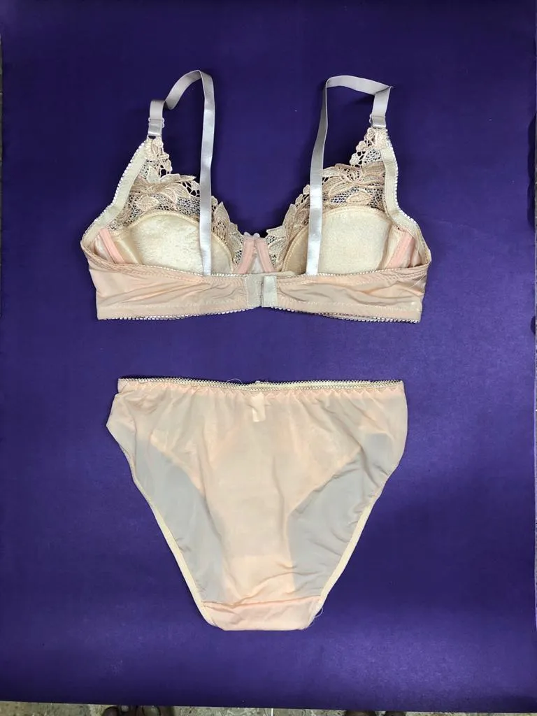 Copy of Laleli Net Bra Panty Set 2020 Skin BRIDAL BRA PANTY SETS - NON PADDED NON WIRED BRA PANTY SET