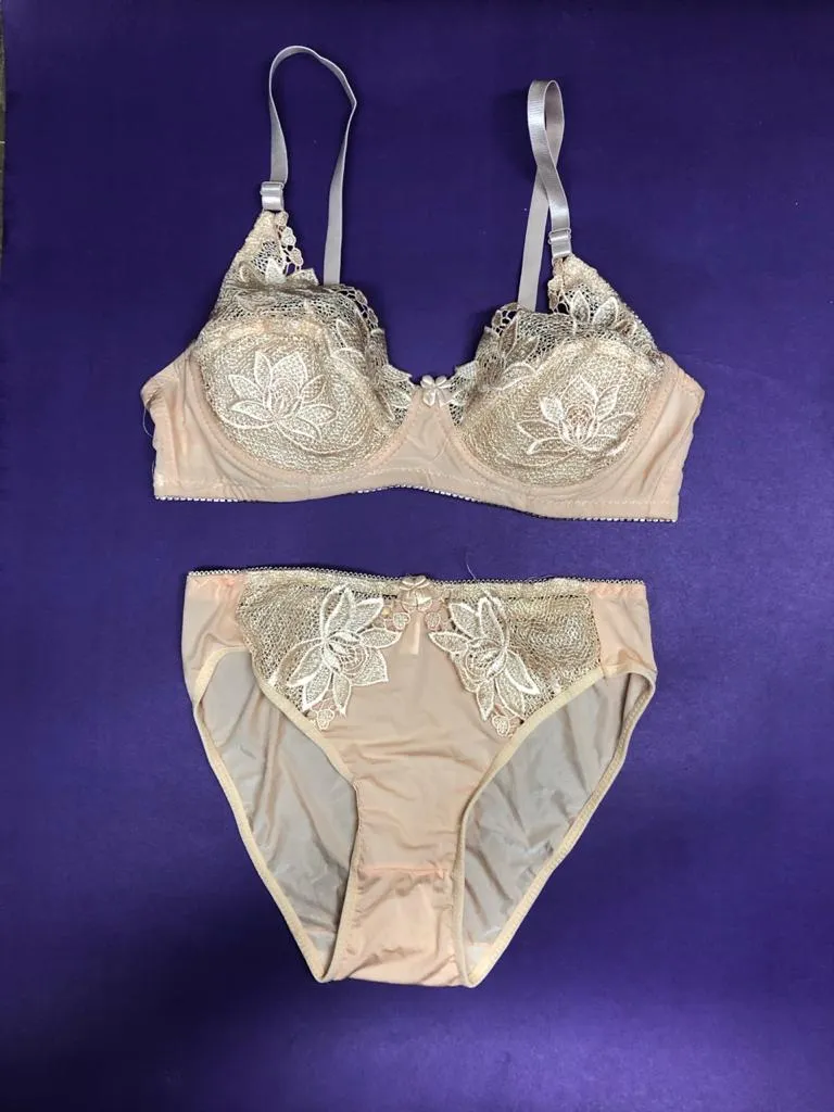 Copy of Laleli Net Bra Panty Set 2020 Skin BRIDAL BRA PANTY SETS - NON PADDED NON WIRED BRA PANTY SET