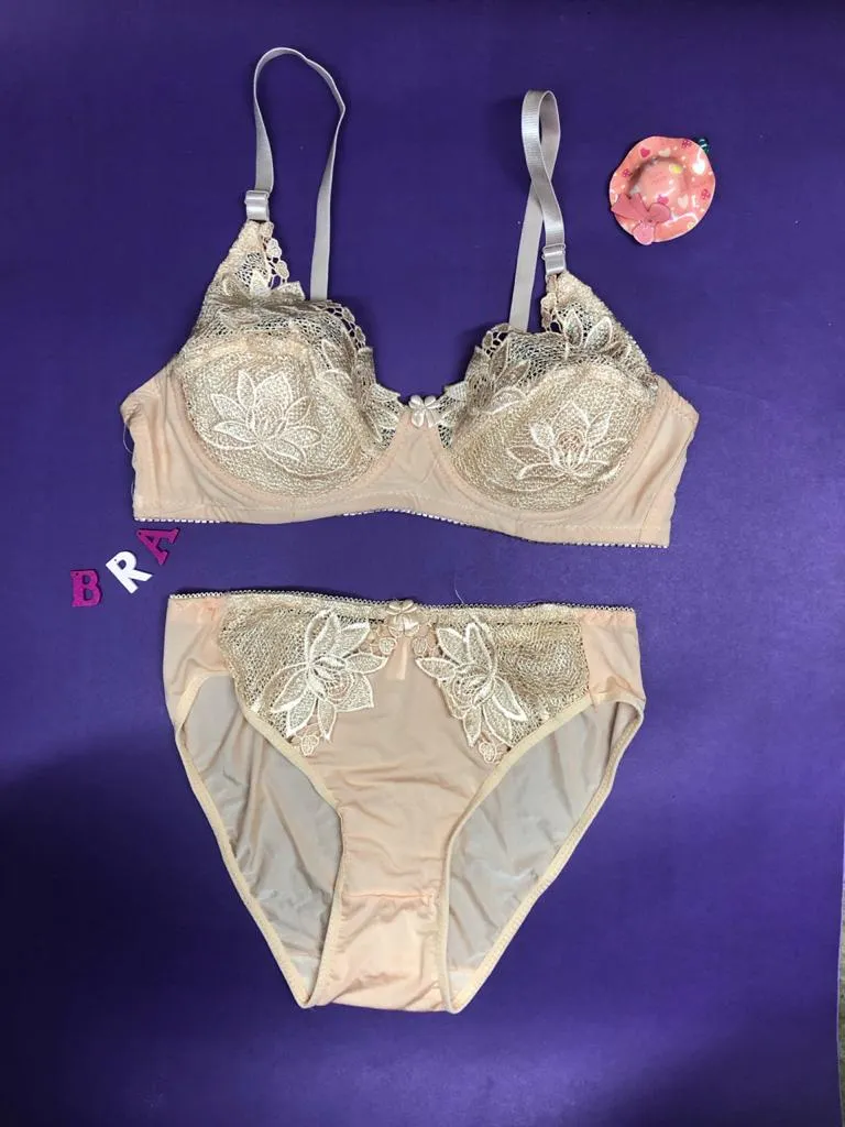 Copy of Laleli Net Bra Panty Set 2020 Skin BRIDAL BRA PANTY SETS - NON PADDED NON WIRED BRA PANTY SET