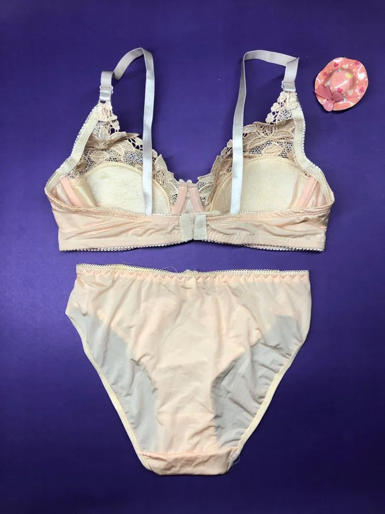 Copy of Laleli Net Bra Panty Set 2020 Skin BRIDAL BRA PANTY SETS - NON PADDED NON WIRED BRA PANTY SET