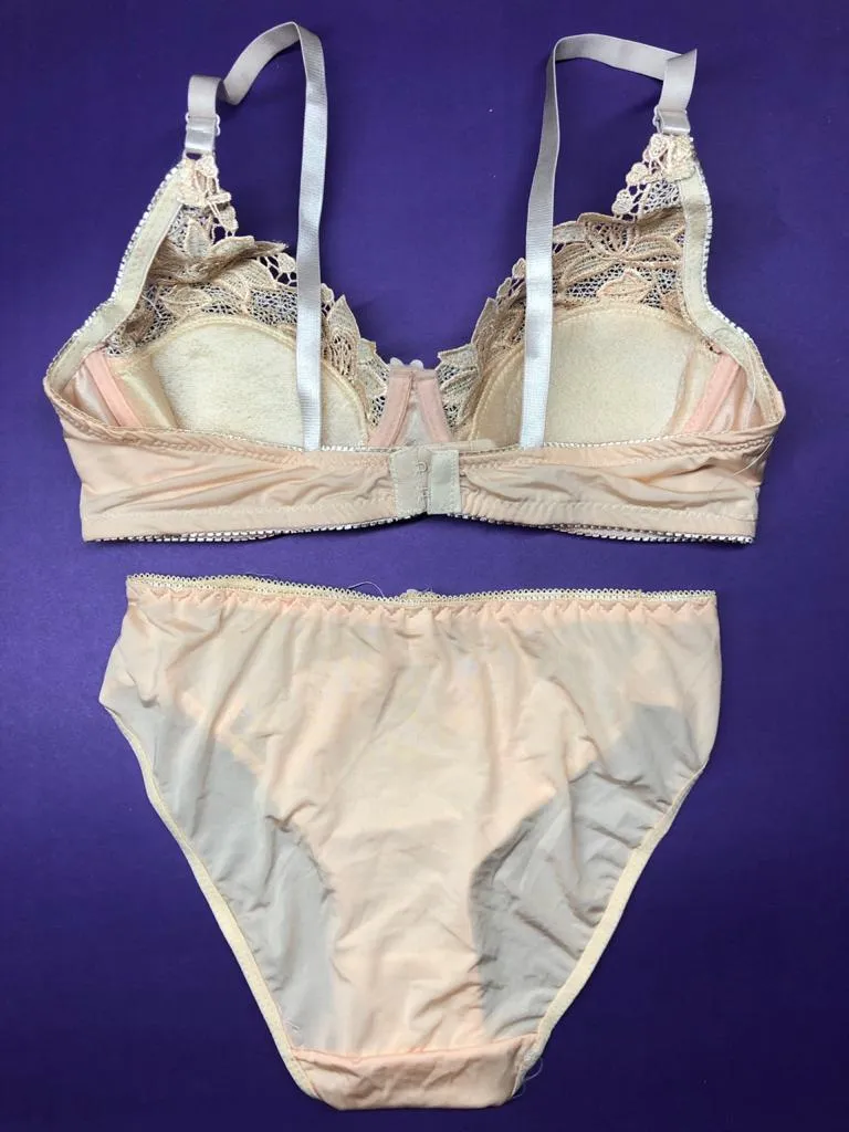 Copy of Laleli Net Bra Panty Set 2020 Skin BRIDAL BRA PANTY SETS - NON PADDED NON WIRED BRA PANTY SET
