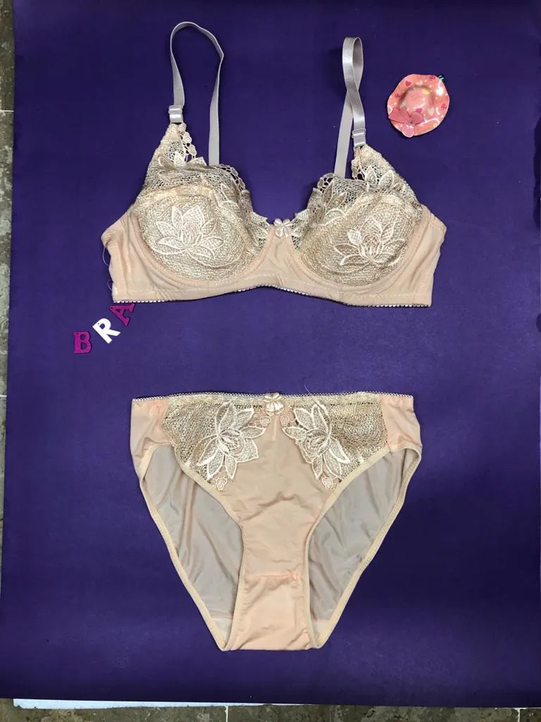 Copy of Laleli Net Bra Panty Set 2020 Skin BRIDAL BRA PANTY SETS - NON PADDED NON WIRED BRA PANTY SET