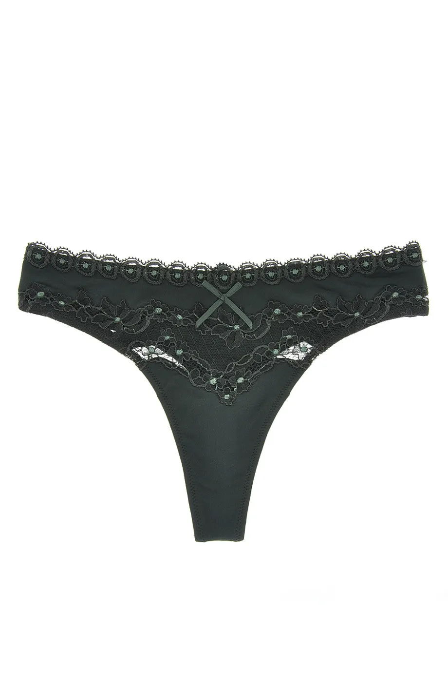 COTTON CLUB GREEN FLOWER Lace Thong