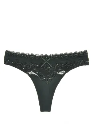 COTTON CLUB GREEN FLOWER Lace Thong