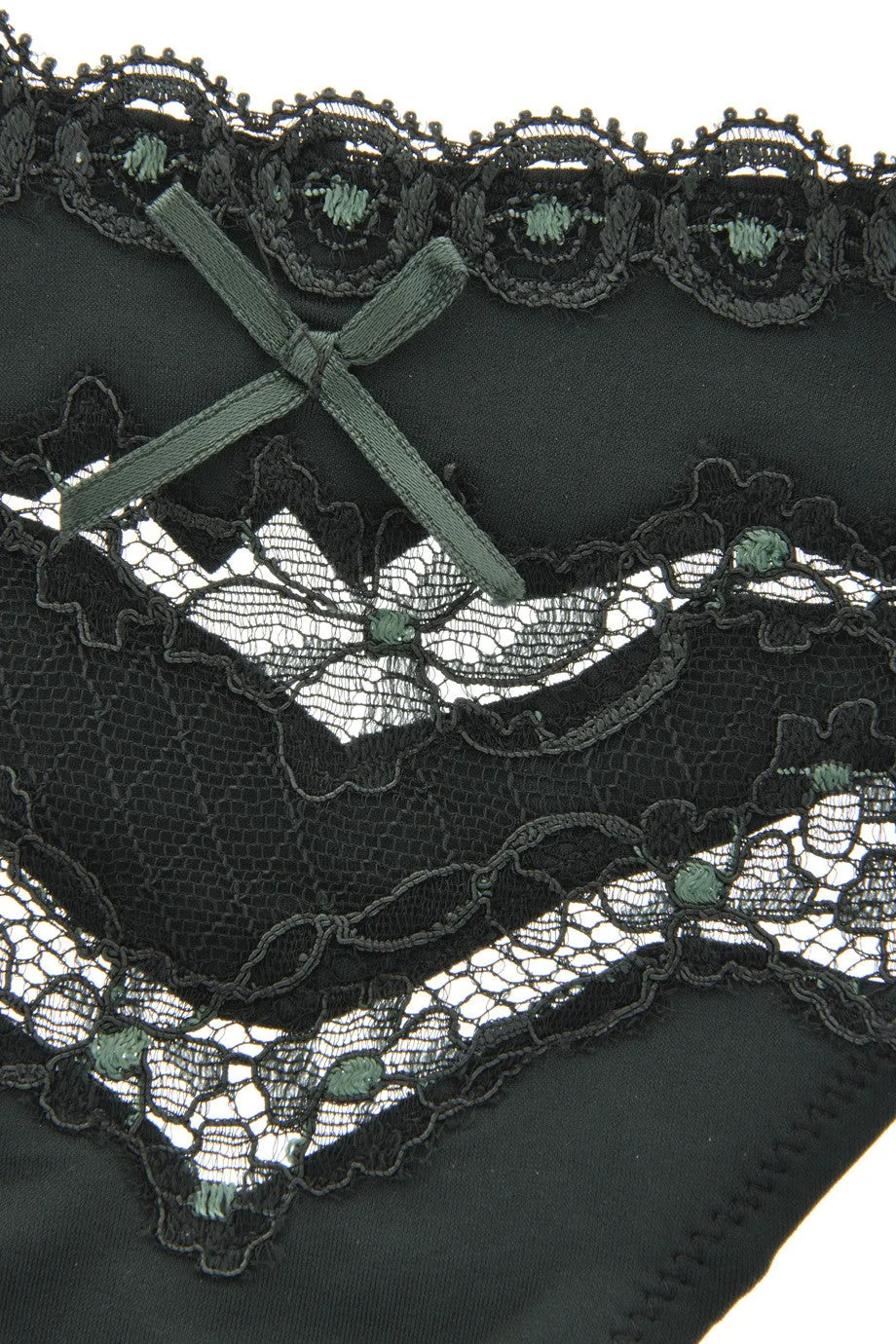 COTTON CLUB GREEN FLOWER Lace Thong