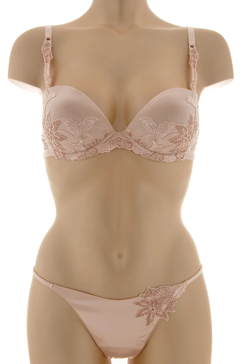 COTTON CLUB IVORY Silk Floral Thong