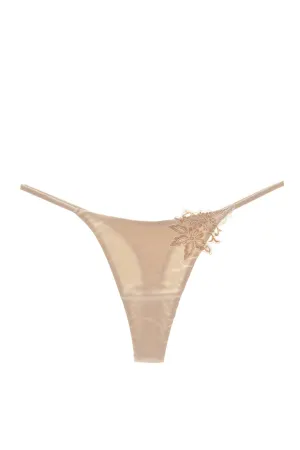 COTTON CLUB IVORY Silk Floral Thong