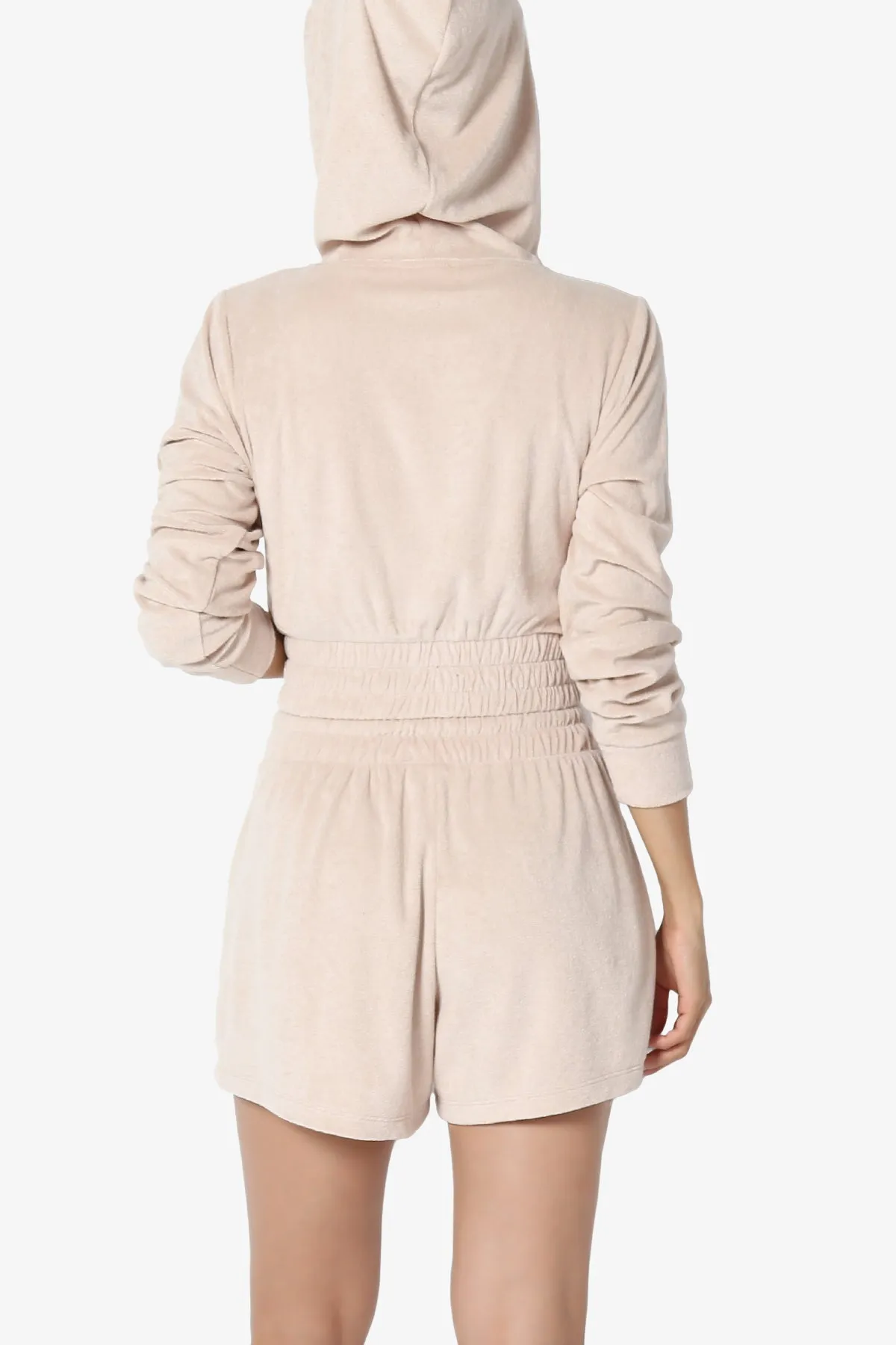 Cotton Terry Zip Up Crop Hoodie & Shorts SET