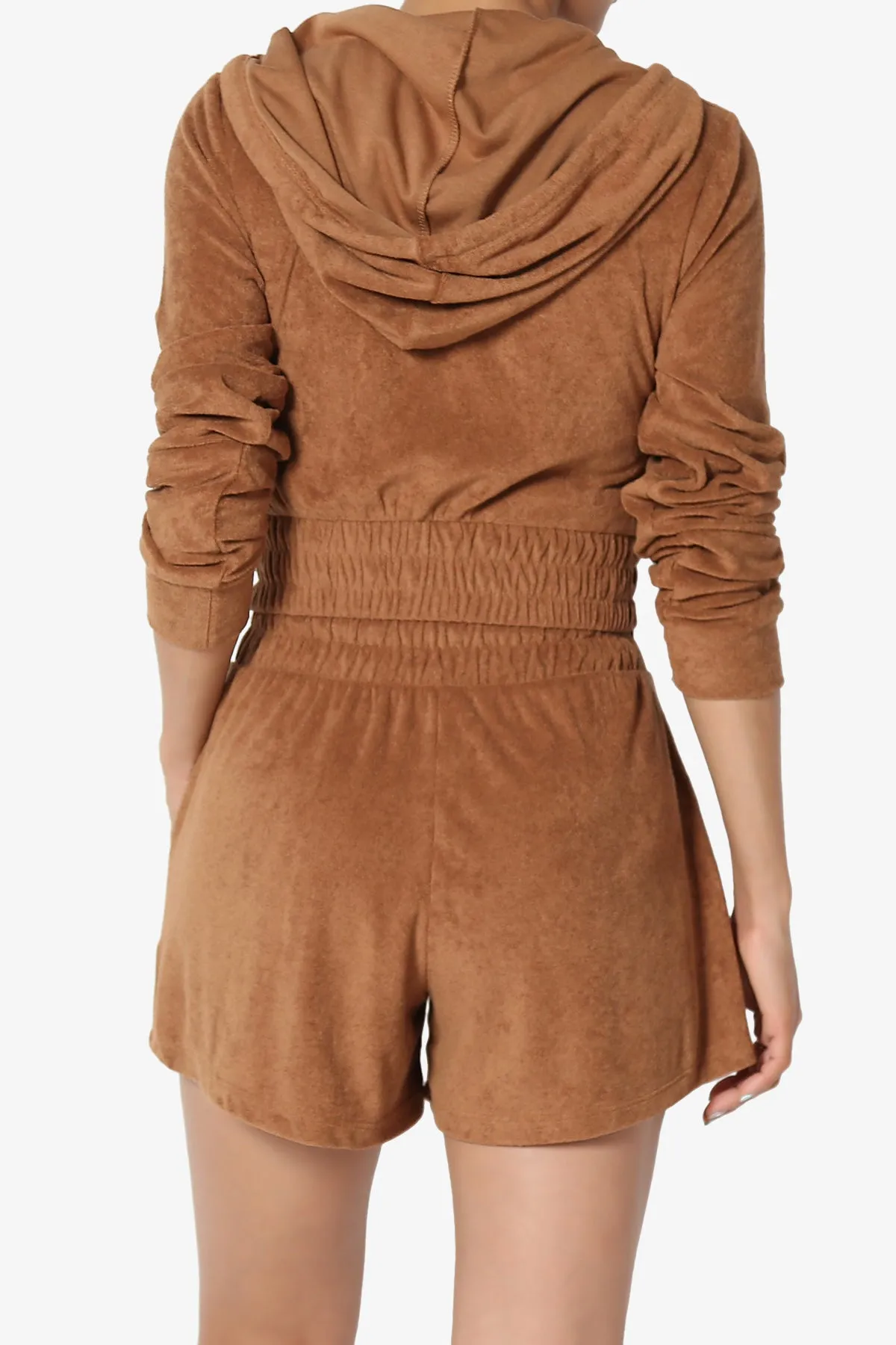 Cotton Terry Zip Up Crop Hoodie & Shorts SET