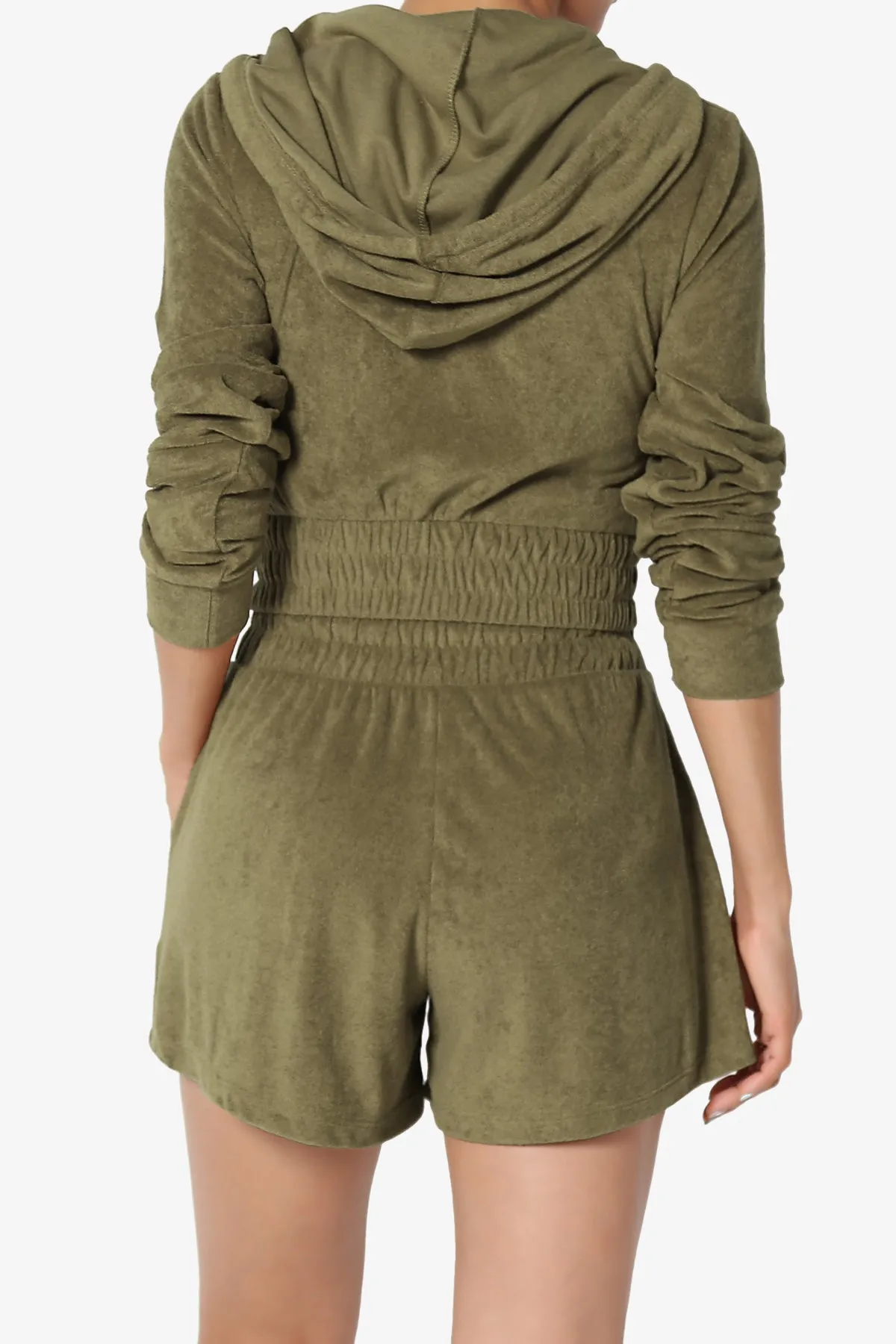 Cotton Terry Zip Up Crop Hoodie & Shorts SET