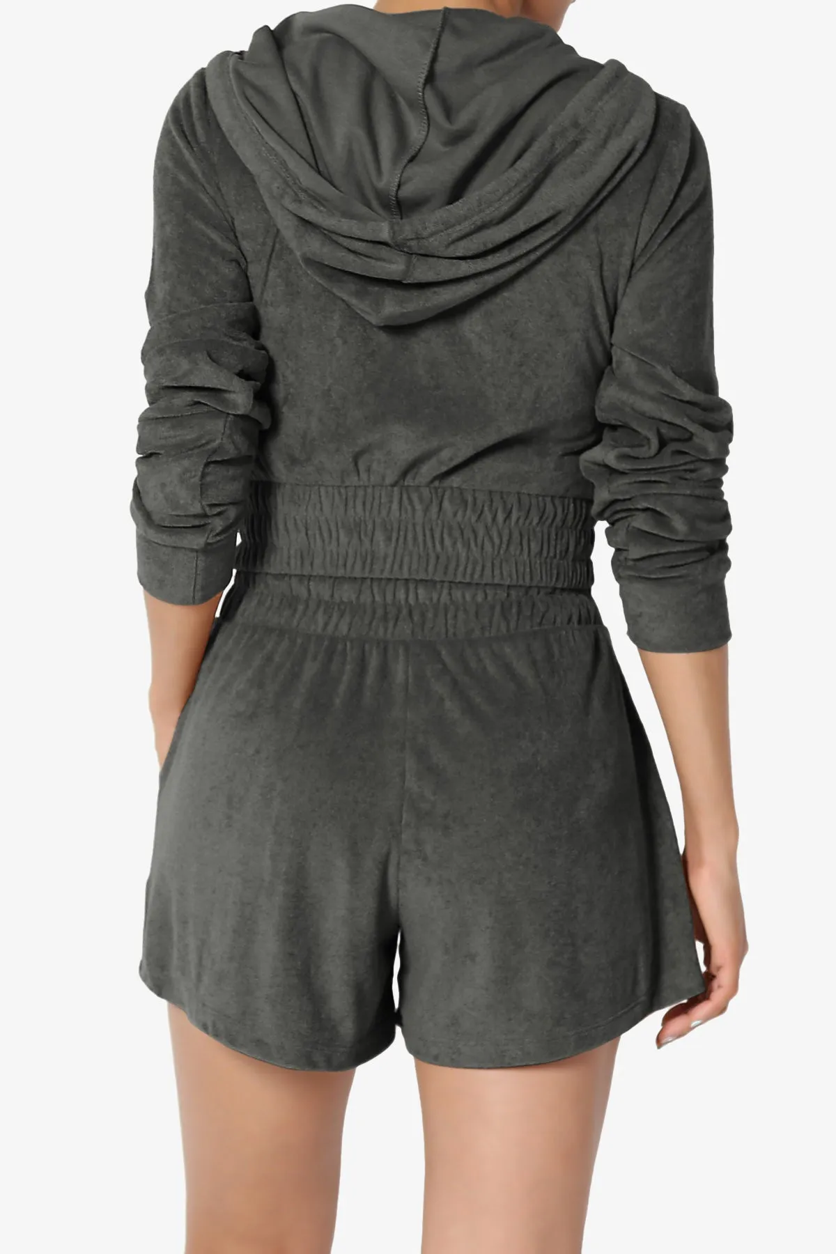Cotton Terry Zip Up Crop Hoodie & Shorts SET