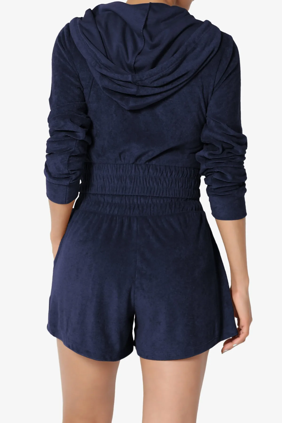 Cotton Terry Zip Up Crop Hoodie & Shorts SET