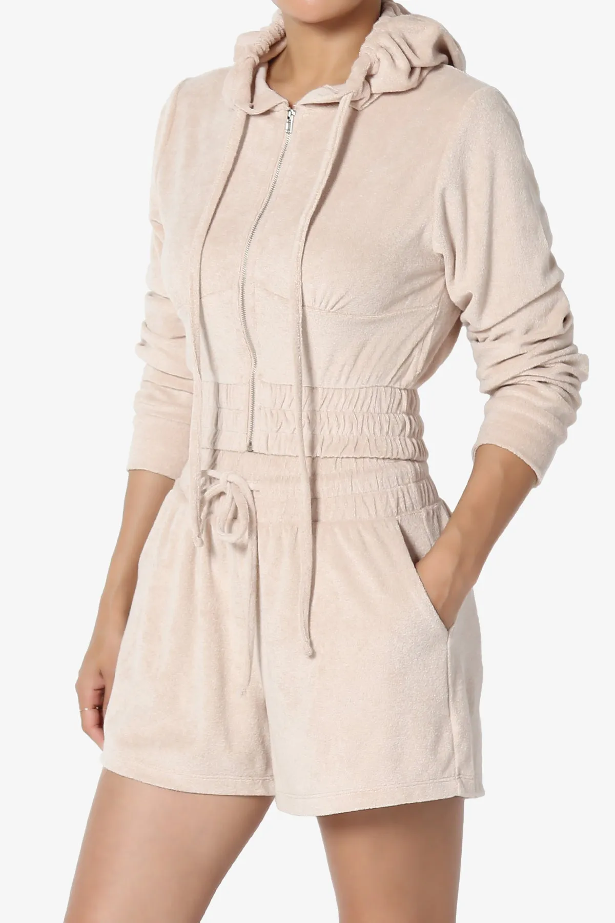 Cotton Terry Zip Up Crop Hoodie & Shorts SET