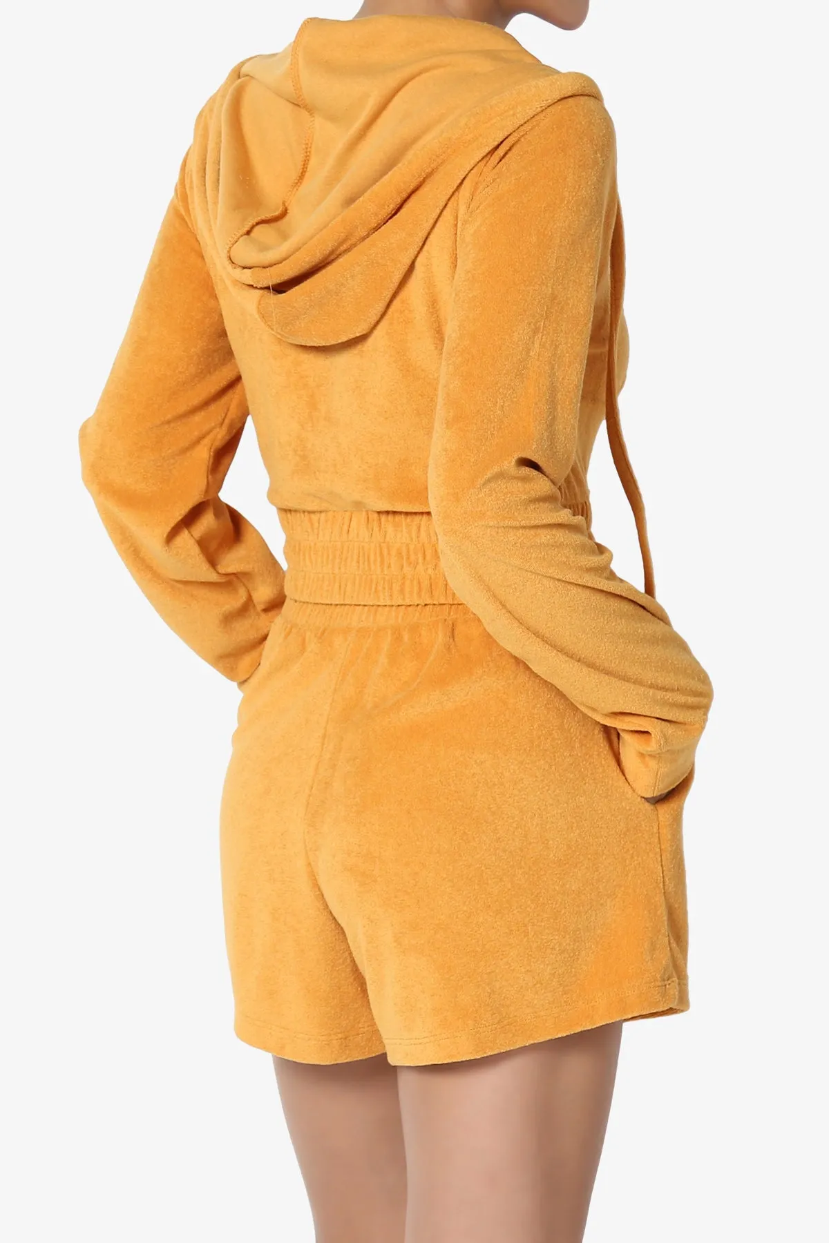 Cotton Terry Zip Up Crop Hoodie & Shorts SET