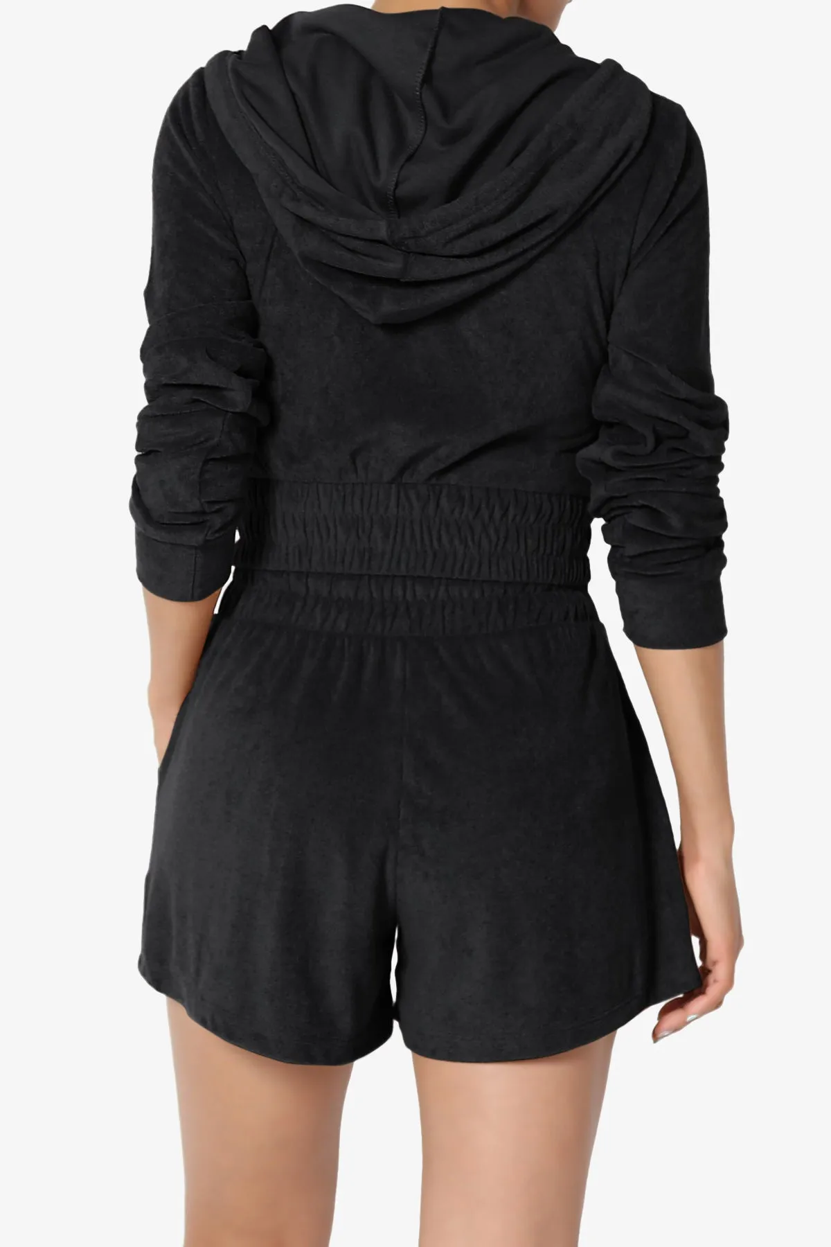 Cotton Terry Zip Up Crop Hoodie & Shorts SET