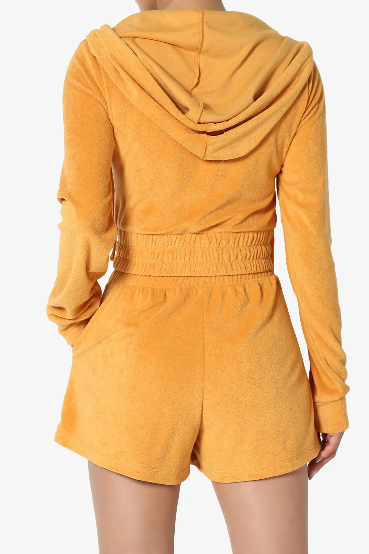 Cotton Terry Zip Up Crop Hoodie & Shorts SET