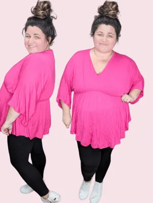Courtney Perfect Drape Kimono Sleeve Top in Hot Pink