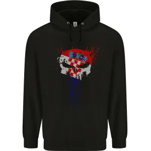 Croatia Skull Gym Training Bodybuilding Childrens Kids Hoodie