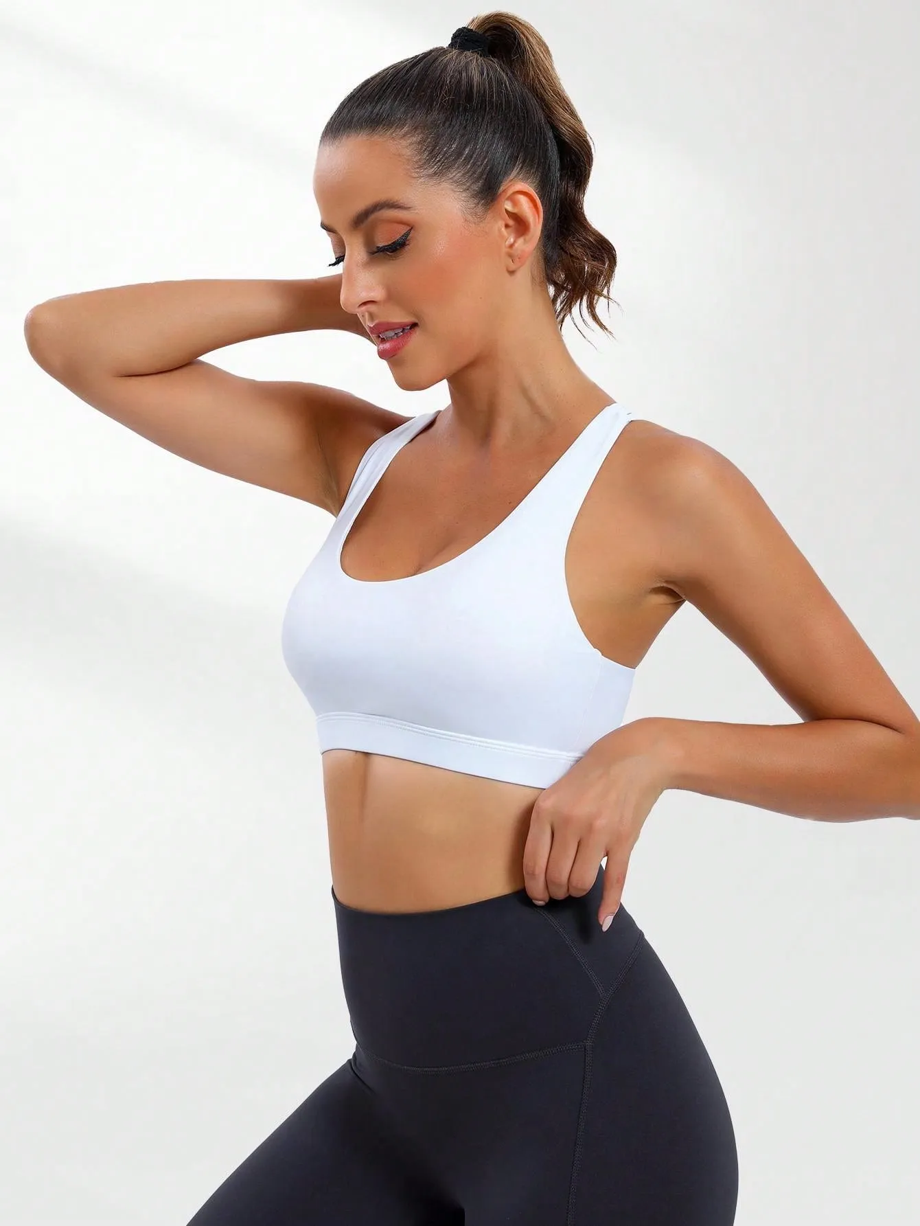 Cross-Back Sports Bra for Women – Medium Impact Yoga & Fitness Gym Top