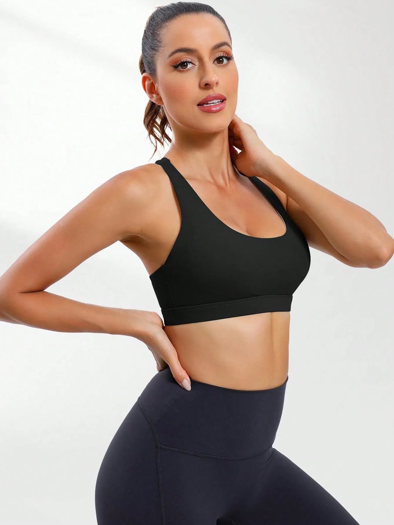 Cross-Back Sports Bra for Women – Medium Impact Yoga & Fitness Gym Top