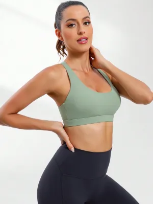 Cross-Back Sports Bra for Women – Medium Impact Yoga & Fitness Gym Top
