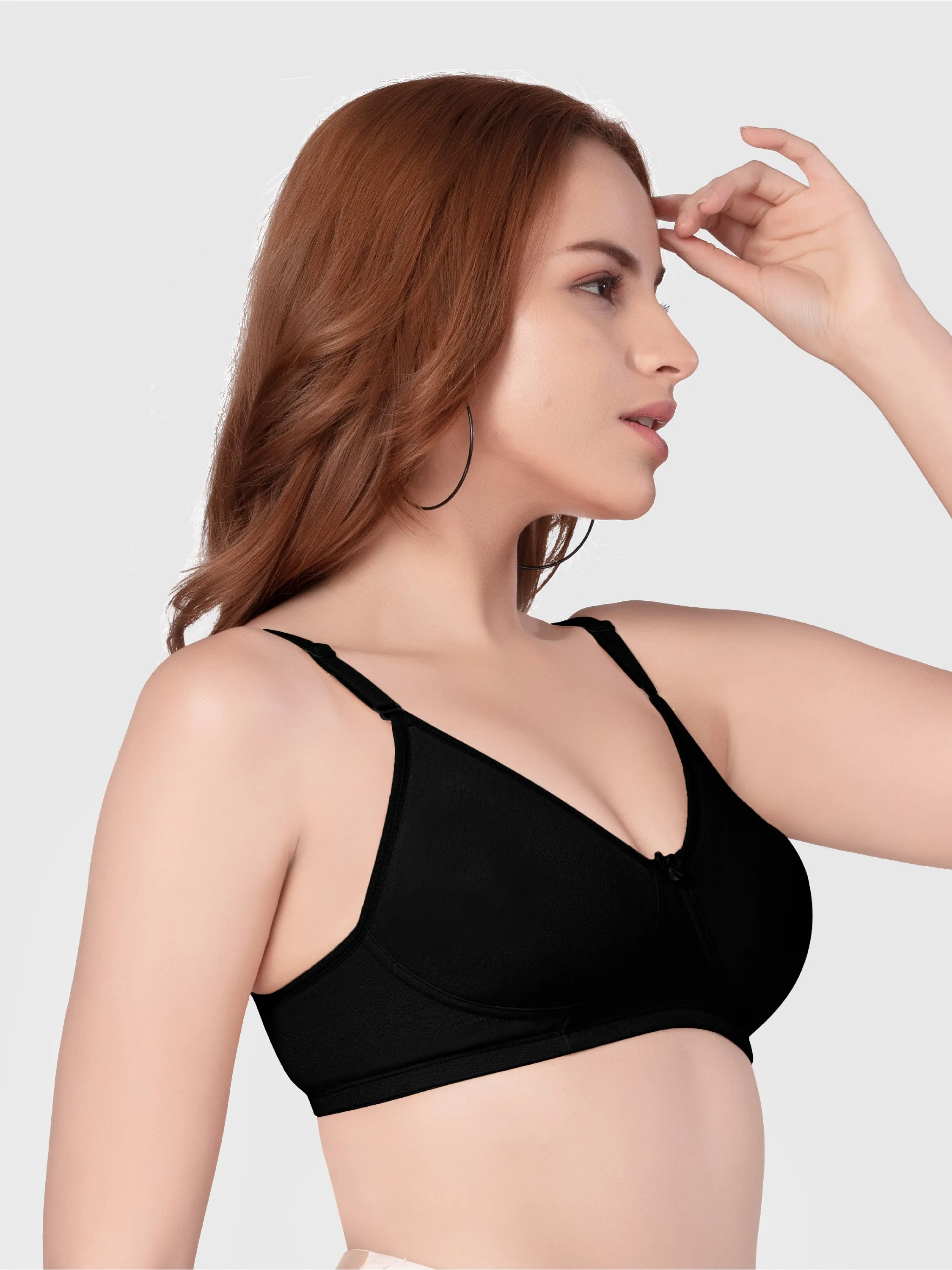 Daisy Dee Black Non Padded Non Underwired Full Coverage T-Shirt Bra - NYSIKA-Black