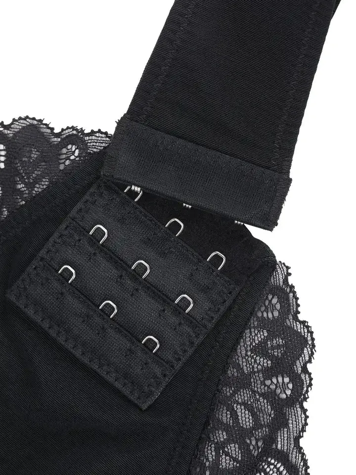 Deep V-Neck Lace Thong Bodysuit